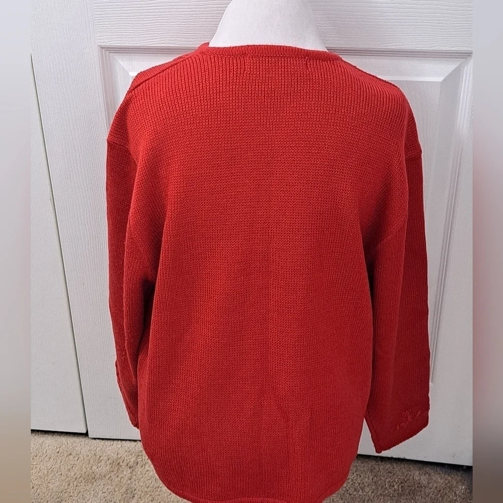COPY - Vintage Crystal Kobe Red Knit Cardigan With Embroidered Flowers Size XL
